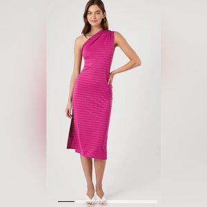 One Shoulder Abstract Fuschia Dress 🔥🌸